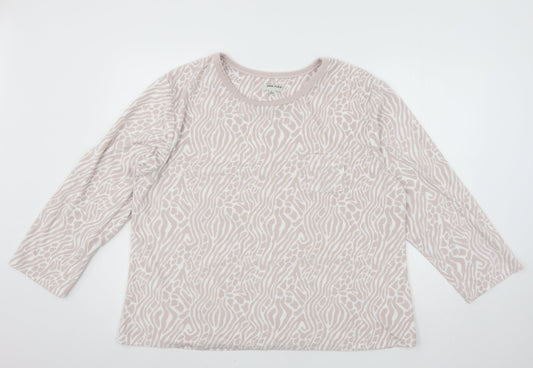 Anne Klein Womens Pink Animal Print Velour Top Pyjama Top Size XL