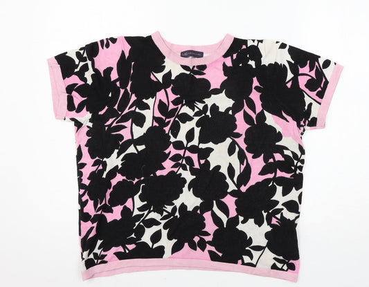 Marks and Spencer Womens Pink Floral Knit Pullover Jumper Size 14
