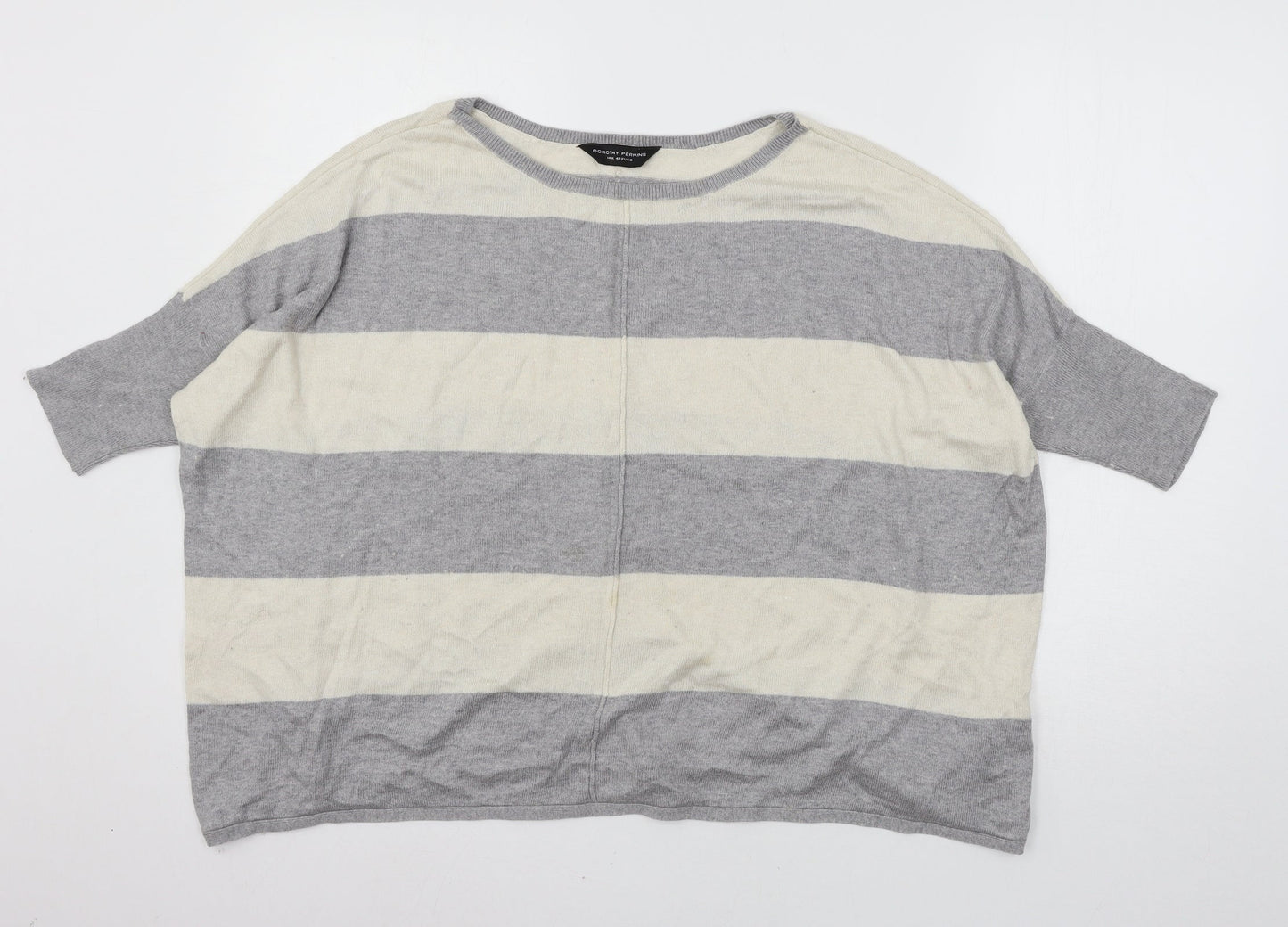 Dorothy Perkins Womens Grey Striped Knit Pullover Jumper Size 14
