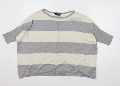 Dorothy Perkins Womens Grey Striped Knit Pullover Jumper Size 14