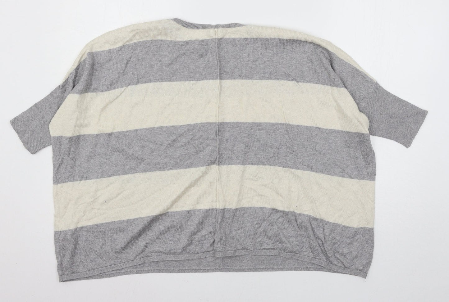 Dorothy Perkins Womens Grey Striped Knit Pullover Jumper Size 14