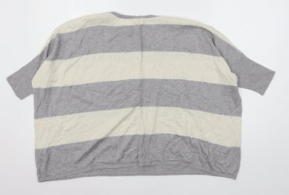 Dorothy Perkins Womens Grey Striped Knit Pullover Jumper Size 14