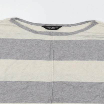Dorothy Perkins Womens Grey Striped Knit Pullover Jumper Size 14