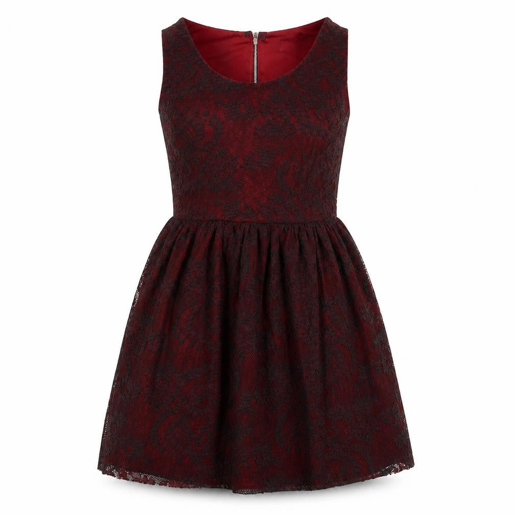 Love Womens Red Floral Lace Basic Blouse Size S