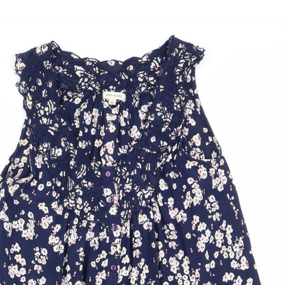 River Island Womens Blue Floral  Basic Blouse Size 8