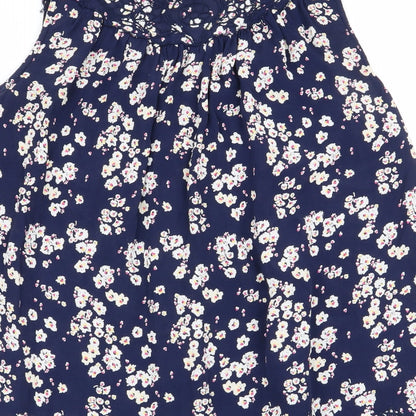 River Island Womens Blue Floral  Basic Blouse Size 8