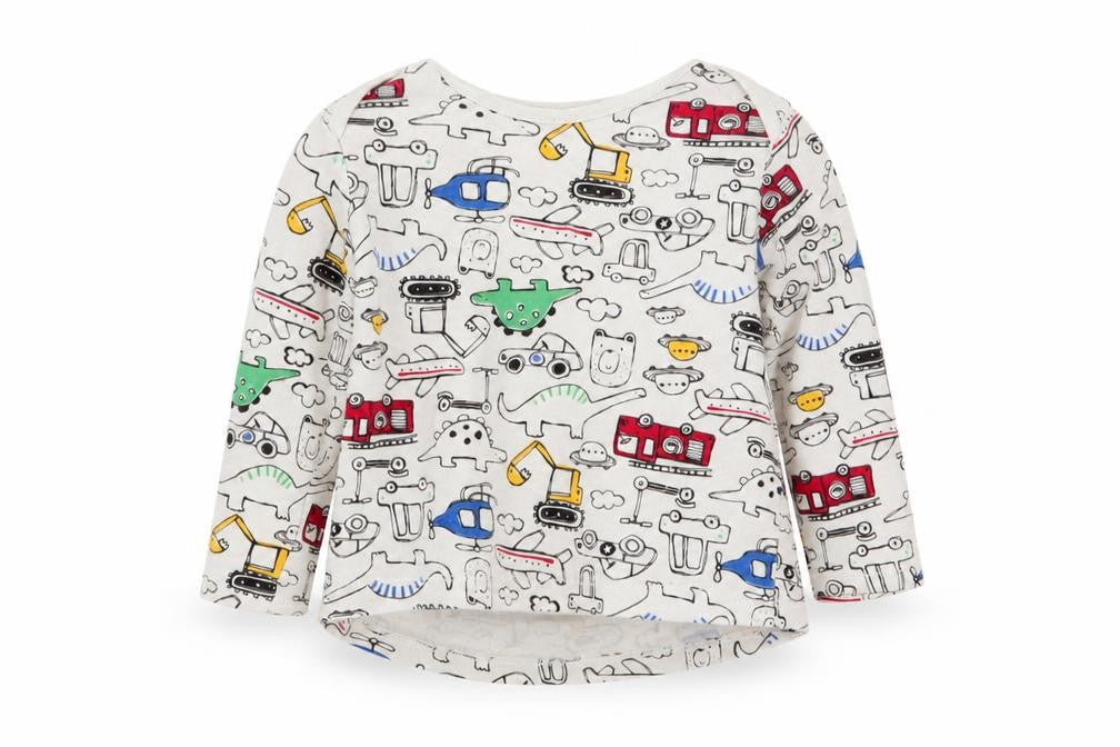 F&F Boys White Geometric  Babydoll Pyjama Top Size 12-18 Months