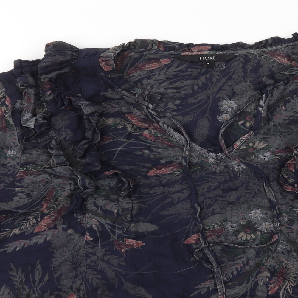 NEXT Womens Blue Floral  Basic T-Shirt Size 14