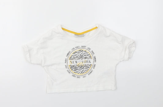 Matalan Girls White   Basic T-Shirt Size 6 Years