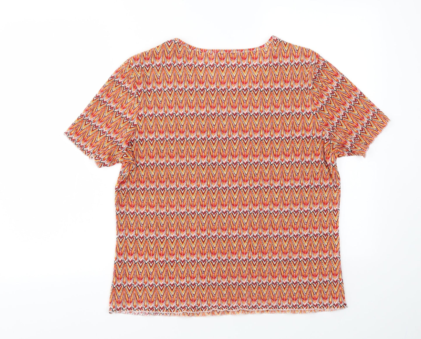 Klass Womens Orange Geometric  Basic T-Shirt Size XL