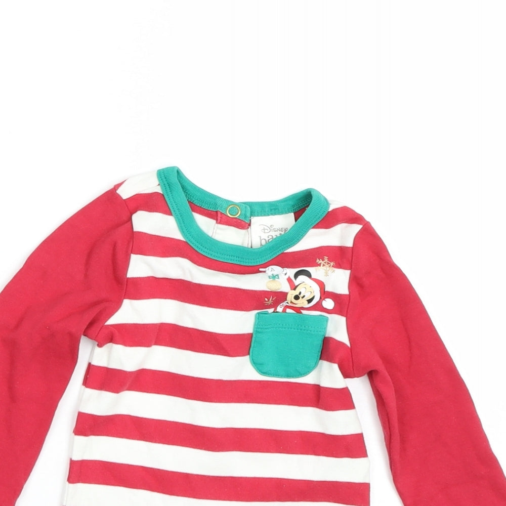 Disney Baby Red Striped  Basic T-Shirt Size 12-18 Months  - Disney Christmas