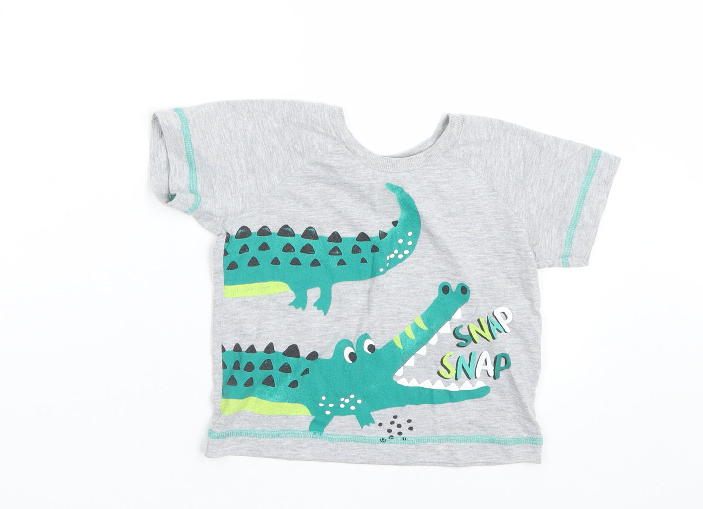 Matalan Boys Grey   Basic T-Shirt Size 9-12 Months  - crocodile
