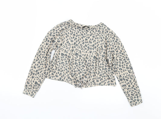 George Girls Beige Animal Print  Basic T-Shirt Size 6-7 Years