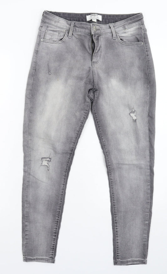 Dorothy Perkins Womens Grey  Denim Skinny Jeans Size 10 L24 in - Crop
