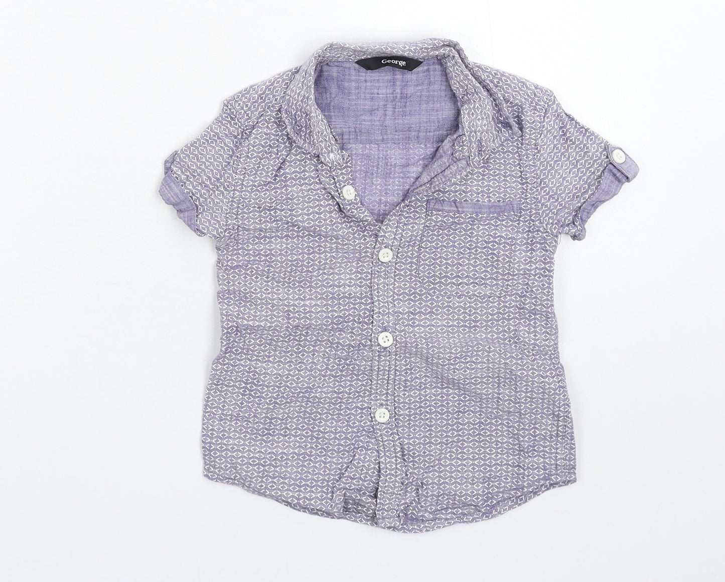 George Boys Blue Geometric  Basic Button-Up Size 2-3 Years