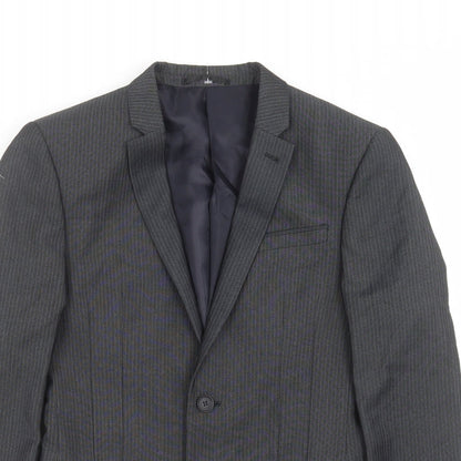 Next Mens Grey Striped  Jacket Suit Jacket Size 34