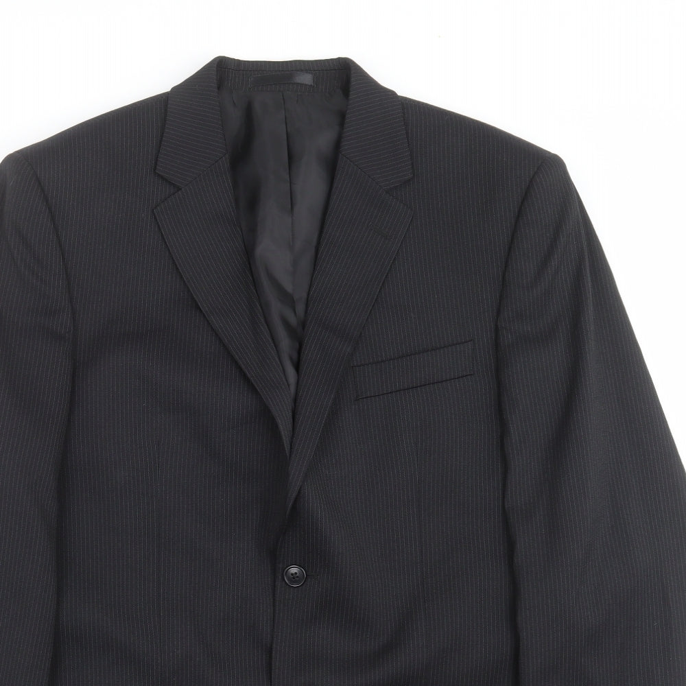 F&F Mens Black Striped  Jacket Suit Jacket Size 40