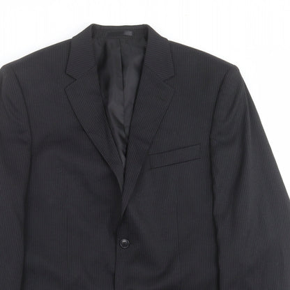 F&F Mens Black Striped  Jacket Suit Jacket Size 40