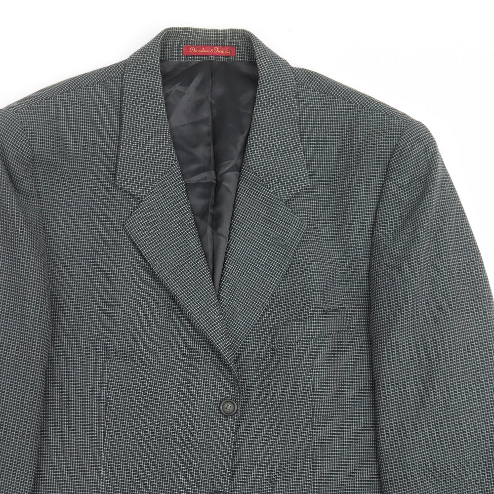 Debenham & Freebody Mens Grey Check  Jacket Suit Jacket Size 44