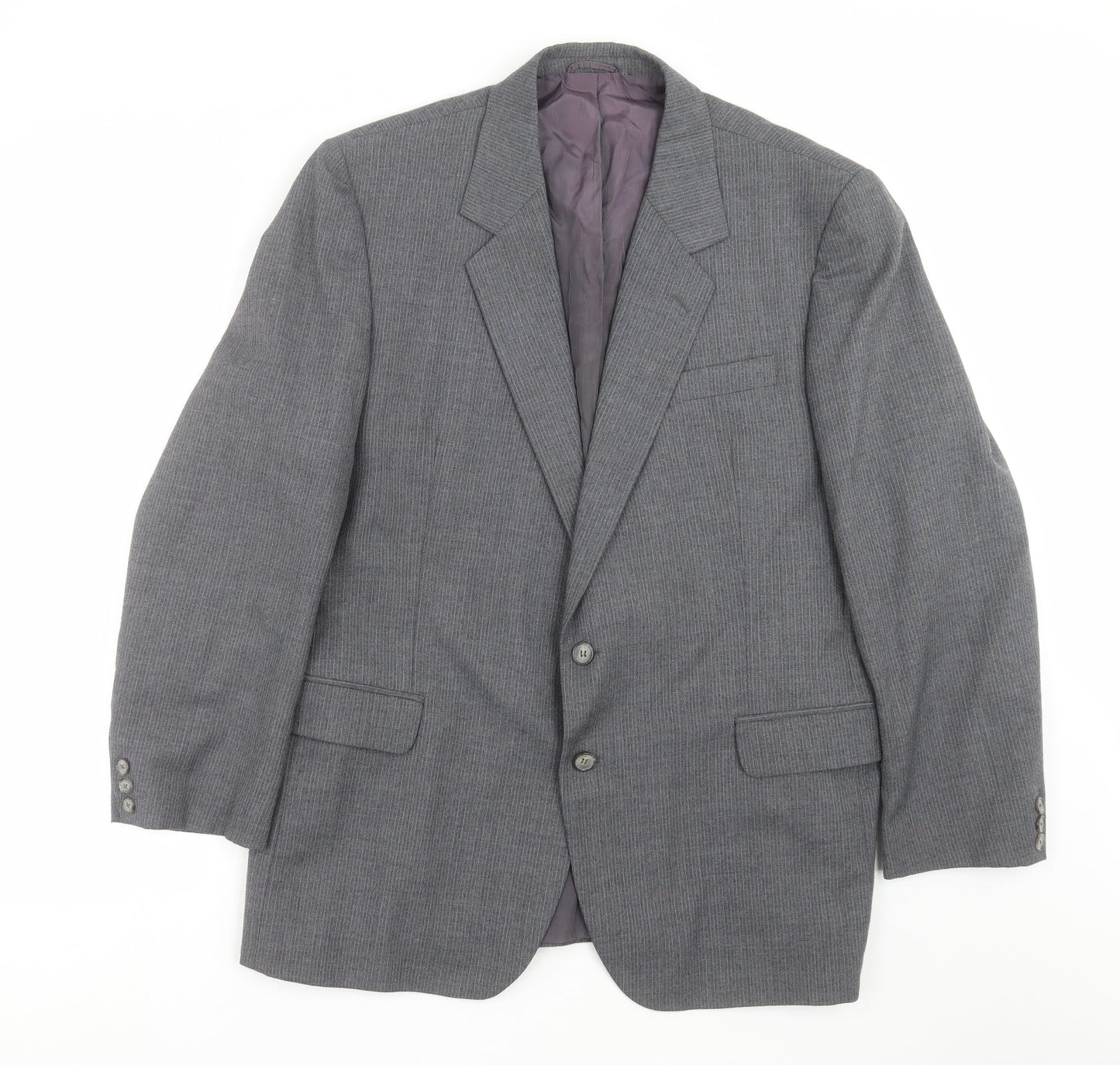 Preworn Mens Grey Striped  Jacket Suit Jacket Size 46