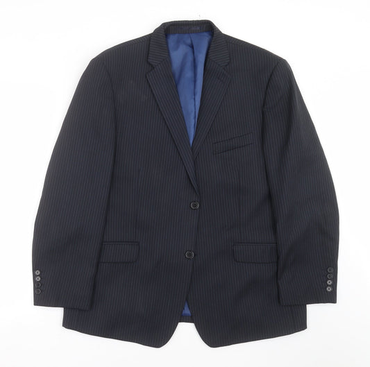 Charlton Gray Mens Blue Striped  Jacket Suit Jacket Size 44