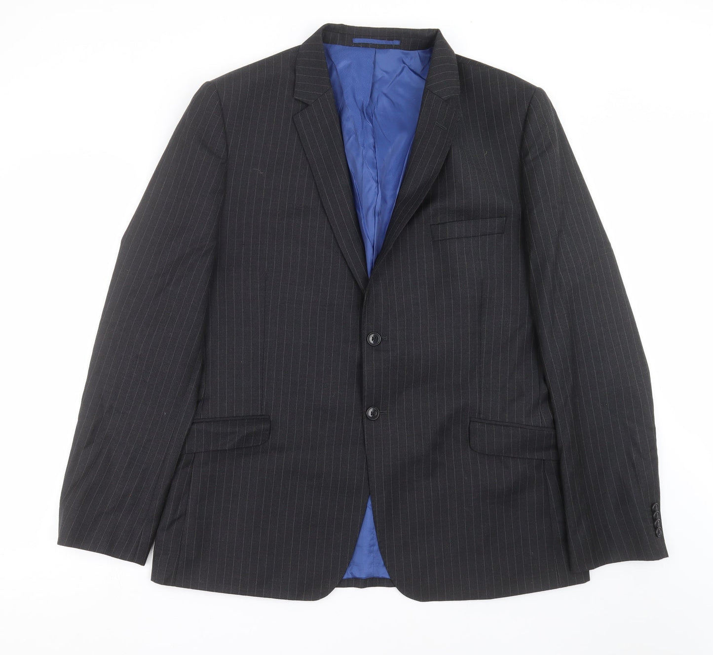 Charlton Gray Mens Grey Striped  Jacket Suit Jacket Size 46