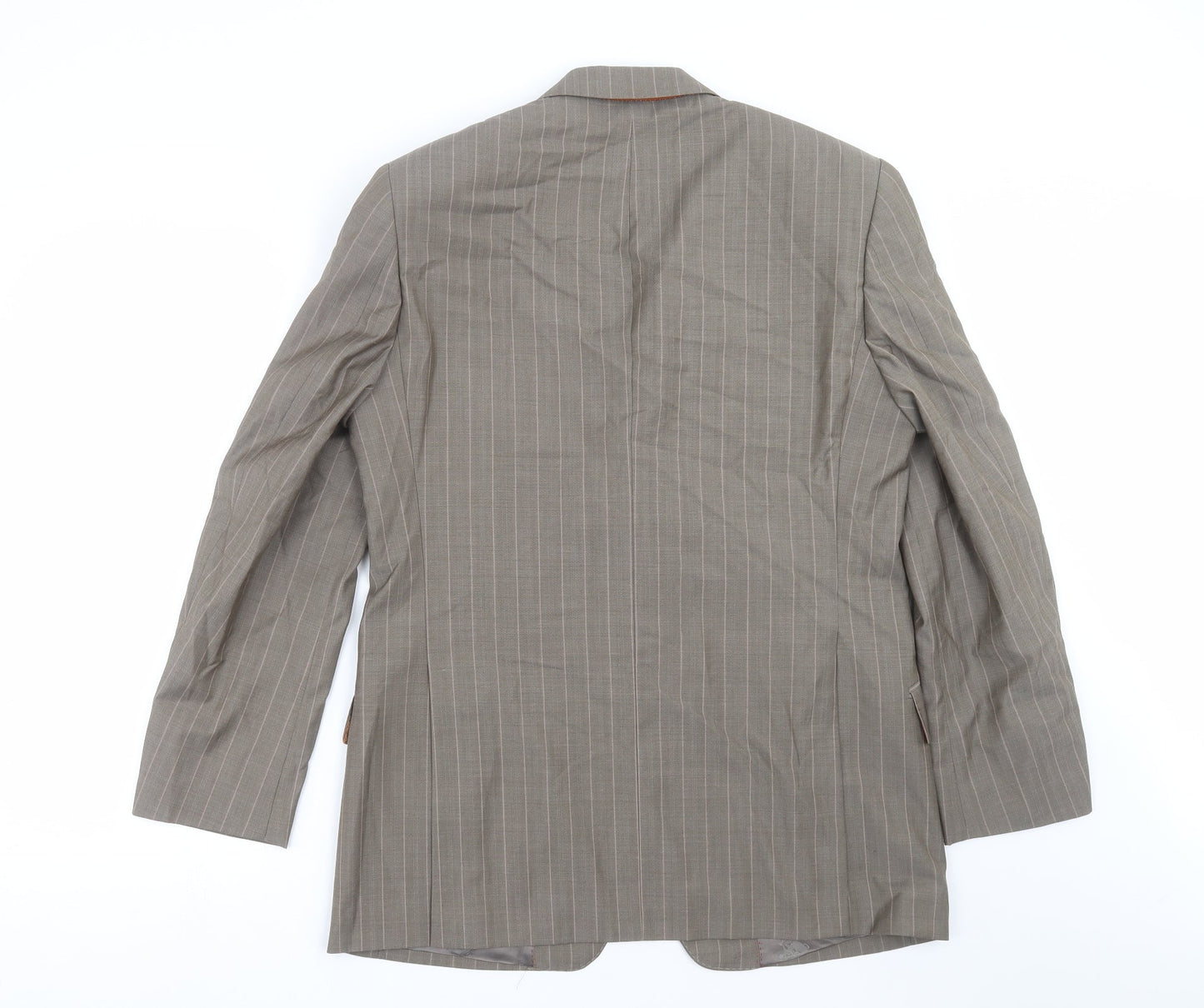 Simon Carter Mens Beige Striped  Jacket Suit Jacket Size 38