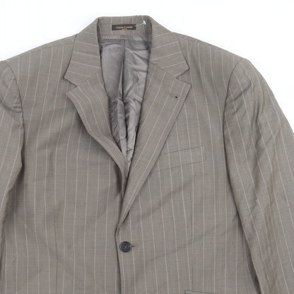 Simon Carter Mens Beige Striped  Jacket Suit Jacket Size 38