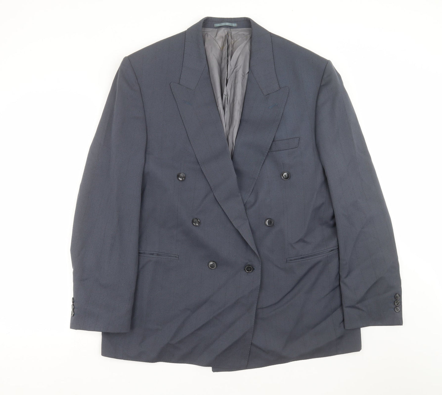 john drummond Mens Blue Striped  Jacket Suit Jacket Size 46