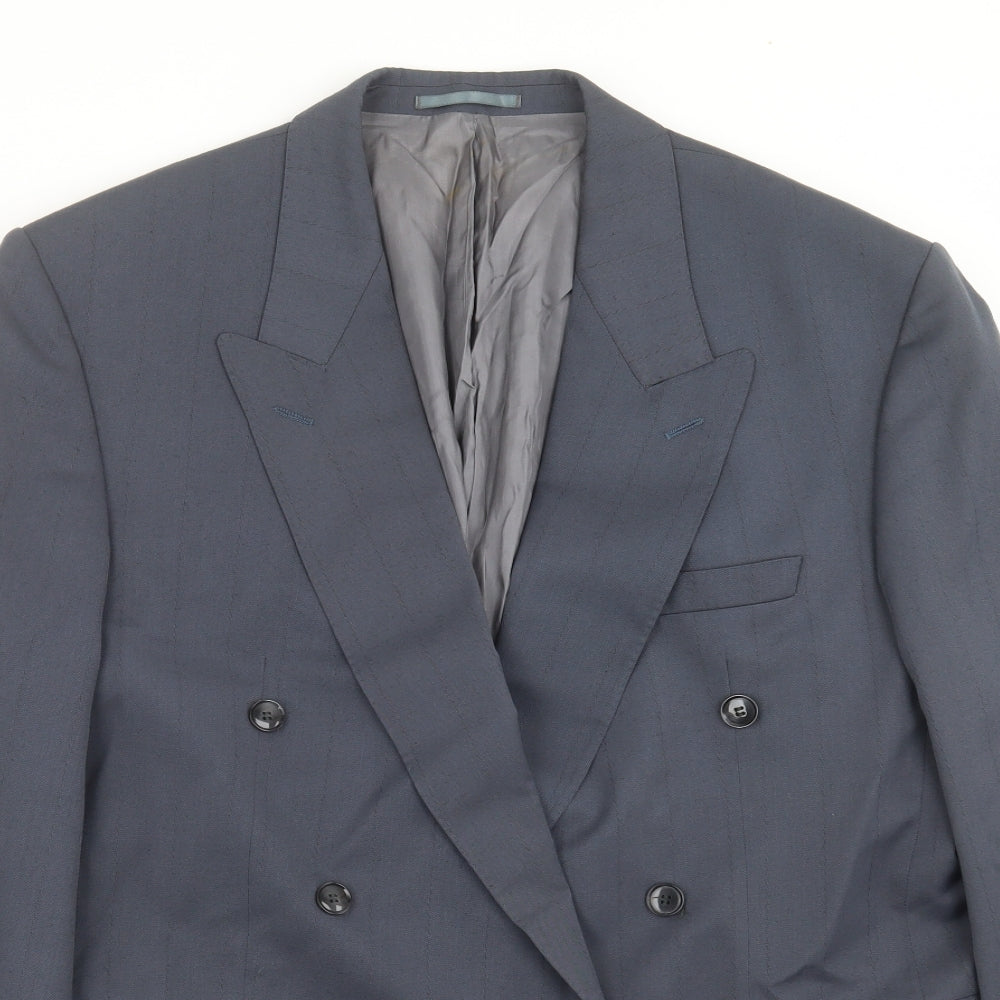 john drummond Mens Blue Striped  Jacket Suit Jacket Size 46