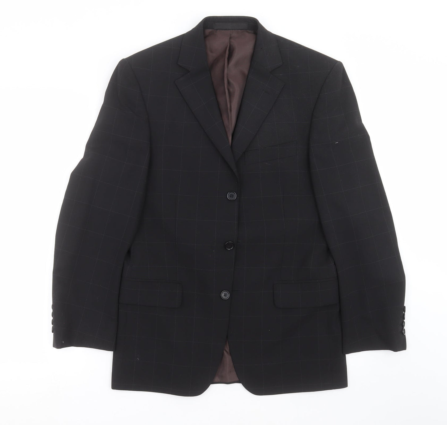 Marks and Spencer Mens Black Check  Jacket Suit Jacket Size 36