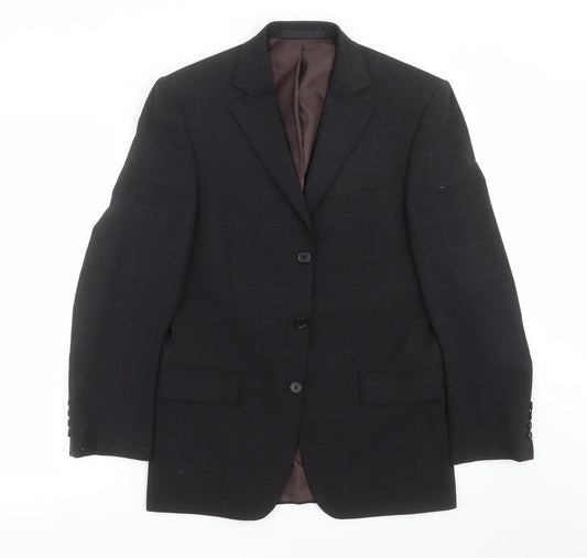Marks and Spencer Mens Black Check  Jacket Suit Jacket Size 36