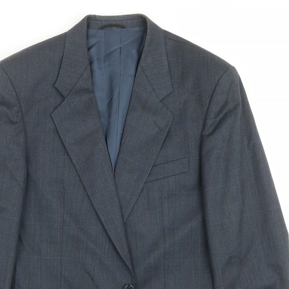 Konen Mens Blue Check  Jacket Suit Jacket Size 42
