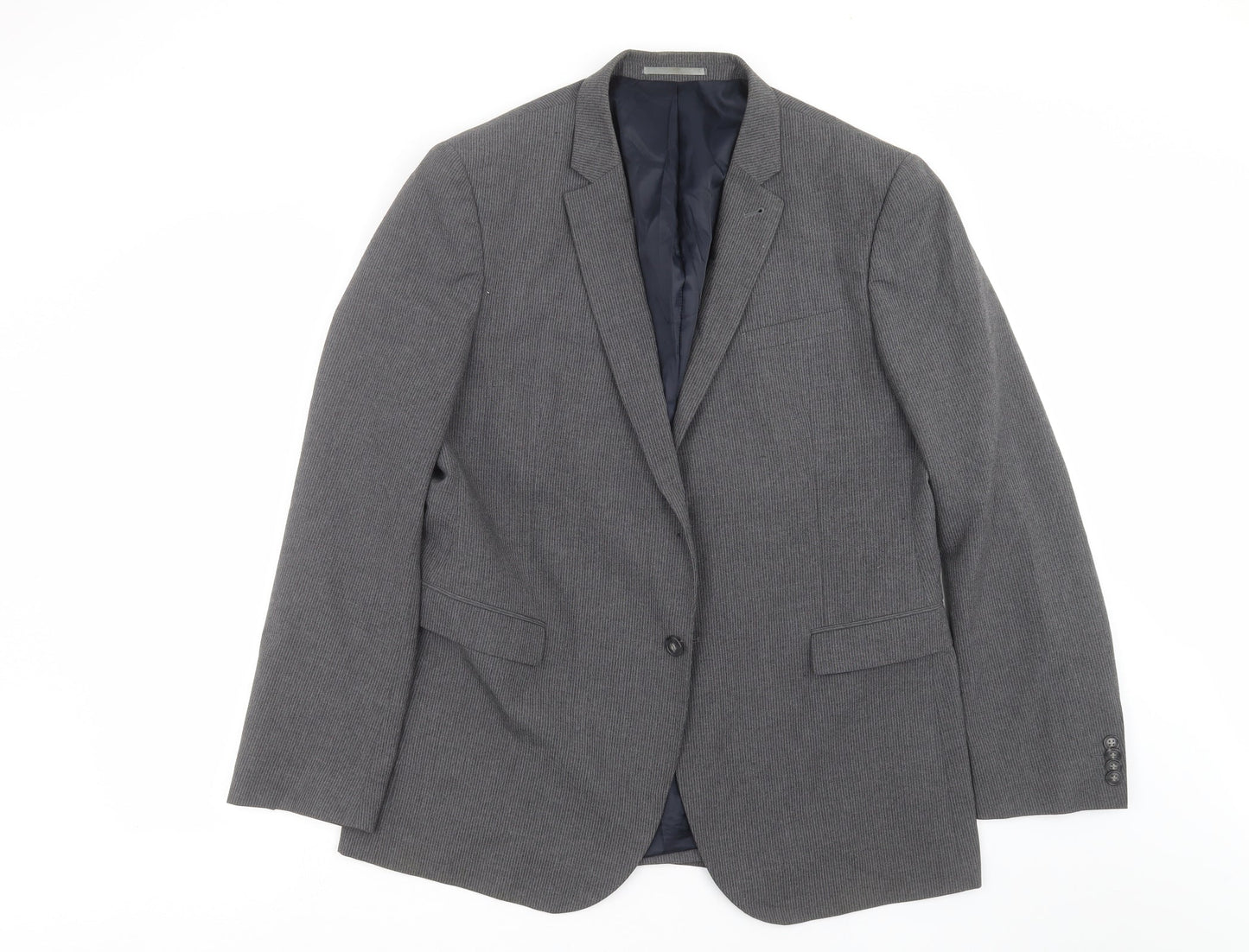 Cedar Wood State Mens Grey Striped  Jacket Suit Jacket Size 44