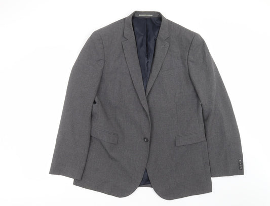 Cedar Wood State Mens Grey Striped  Jacket Suit Jacket Size 44