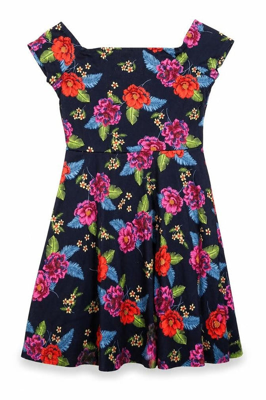 New Look Womens Blue Floral  Fit & Flare  Size 14