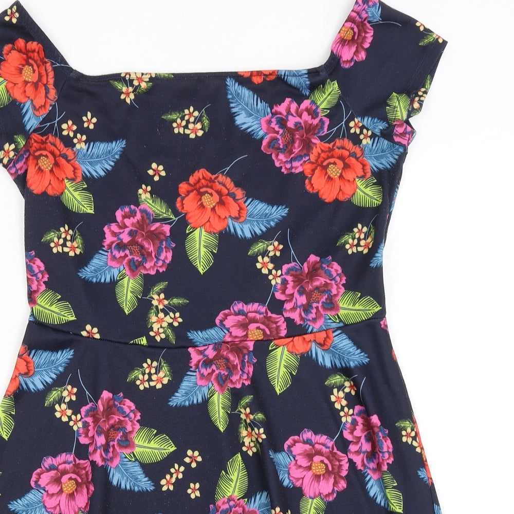 New Look Womens Blue Floral  Fit & Flare  Size 14