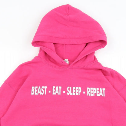 Preloved Gildan Womens Pink   Pullover Hoodie Size M  - Beasting It - Detail