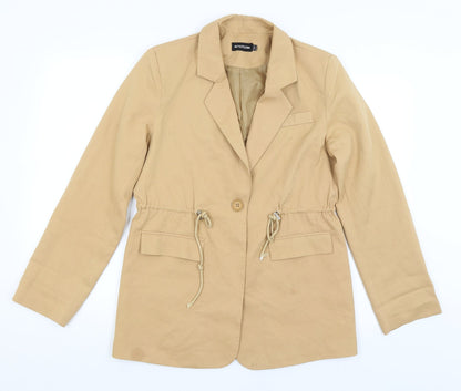 PRETTYLITTLETHING Womens Brown   Overcoat Coat Size 10