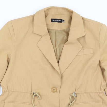 PRETTYLITTLETHING Womens Brown   Overcoat Coat Size 10