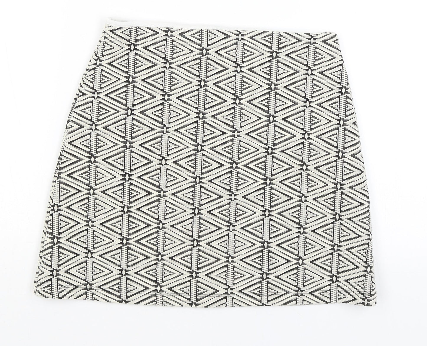 Topshop Womens White Geometric  A-Line Skirt Size 8