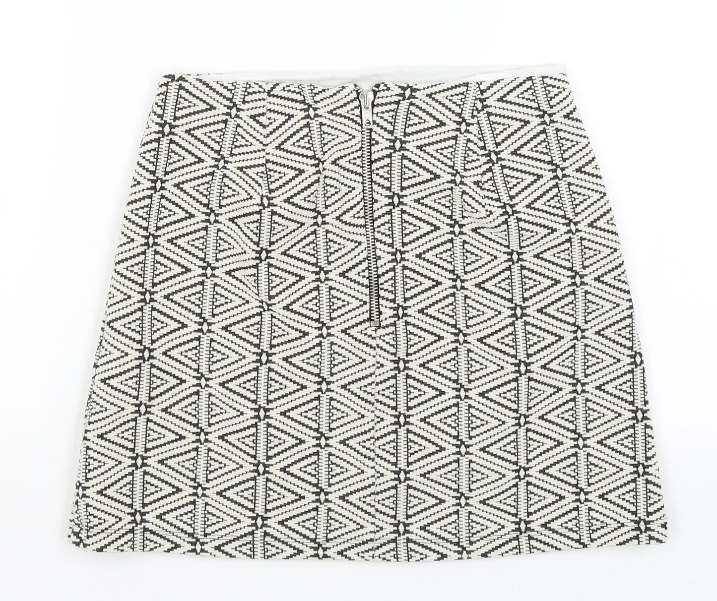 Topshop Womens White Geometric  A-Line Skirt Size 8
