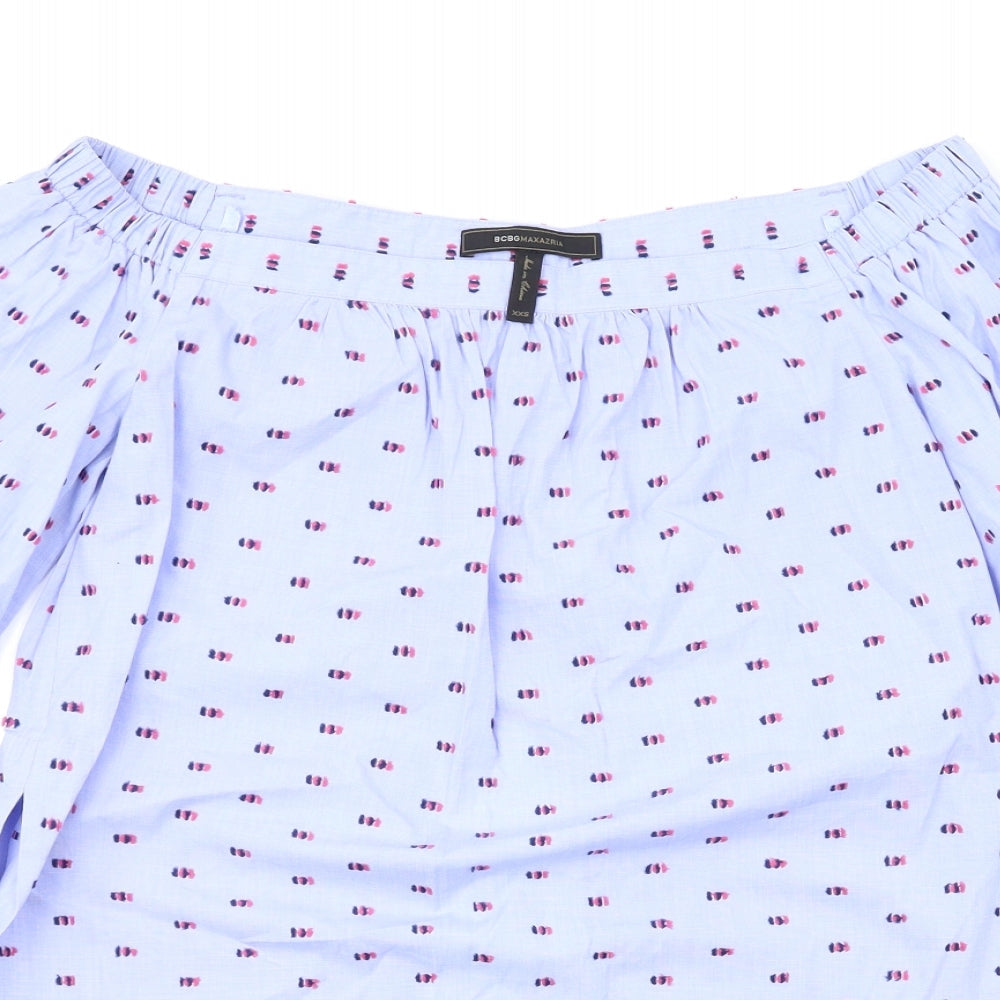 BCBGMAXAZRIA Womens Blue   Basic Blouse Size 2XS