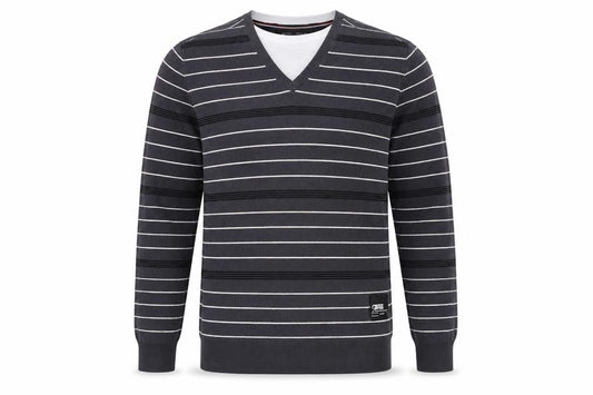 premium label Mens Grey Striped  Pullover Jumper Size L