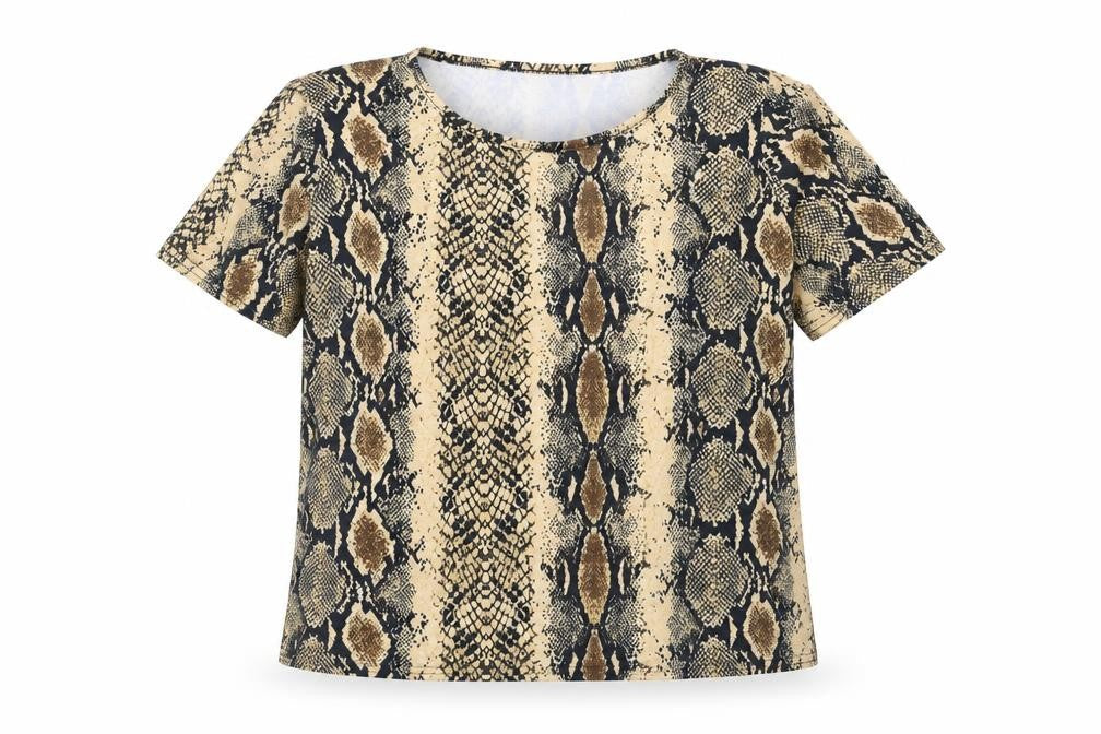 PRETTYLITTLETHING Womens Multicoloured Animal Print  Basic T-Shirt Size 14
