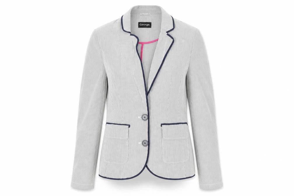 George Womens Grey Striped  Jacket  Size 10