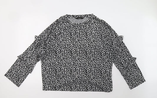 Dorothy Perkins Womens Grey Animal Print  Pullover Sweatshirt Size 16