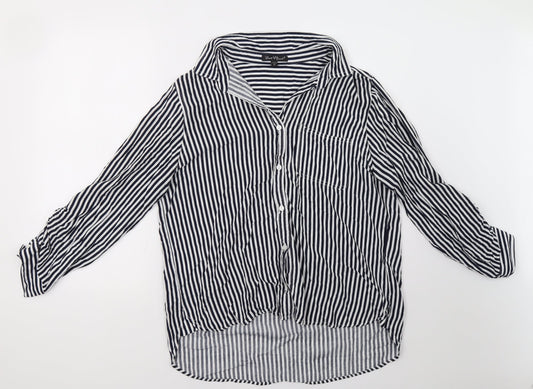 Velvet Heart Womens Blue Striped  Basic Button-Up Size XL