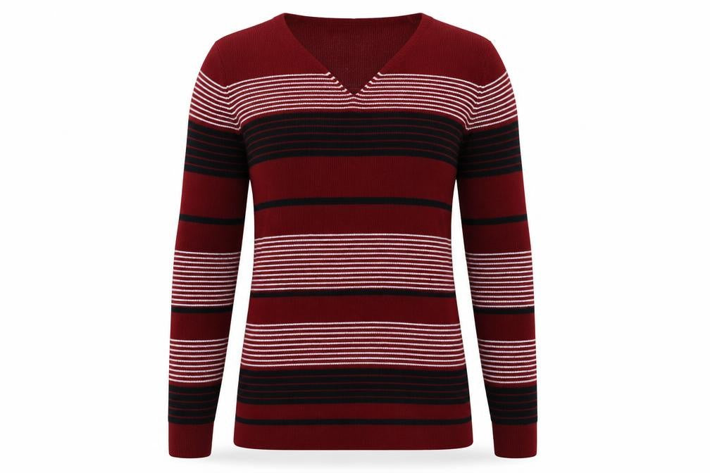 EWM Womens Red Striped  Pullover Sweatshirt Size M