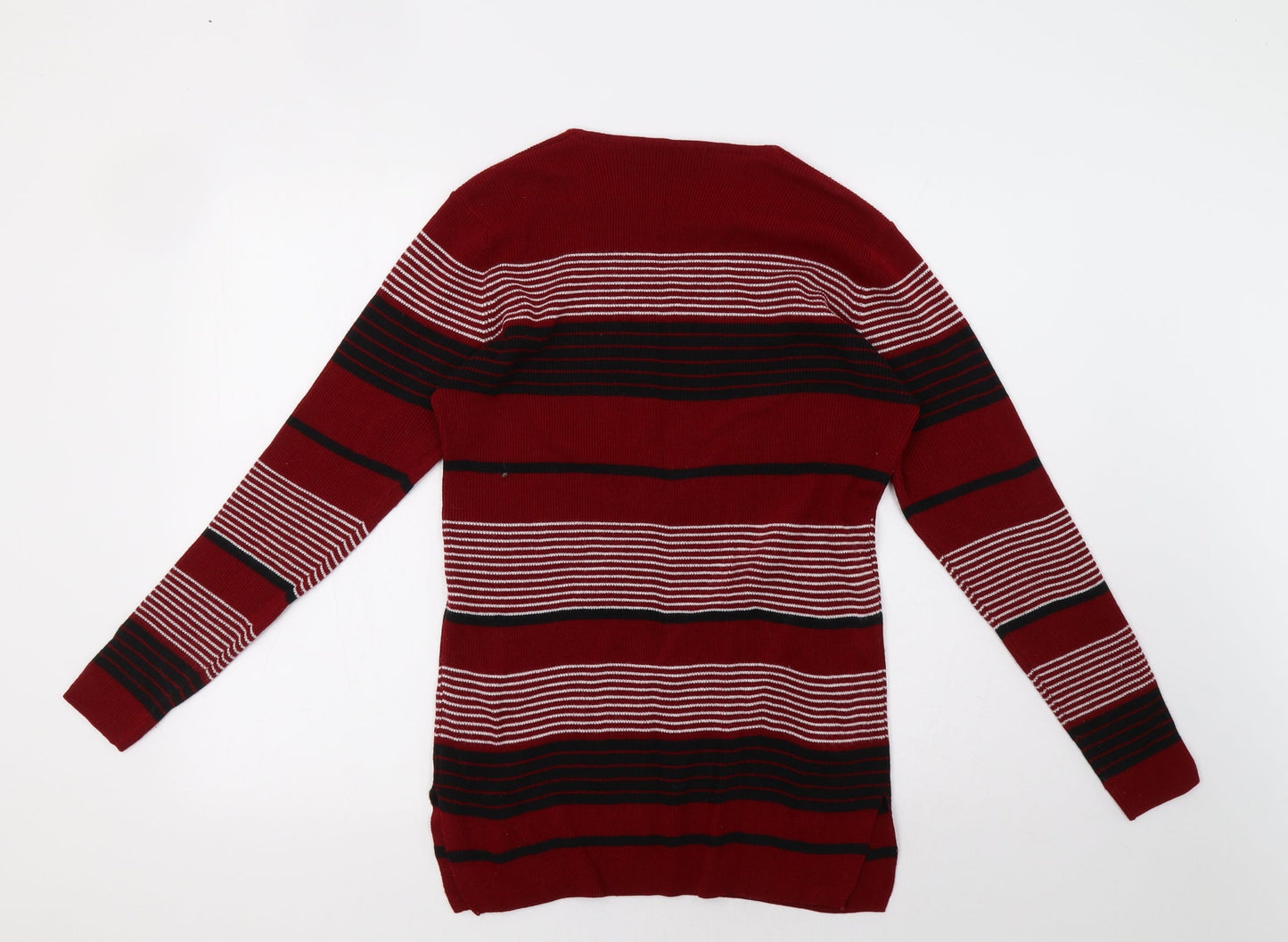 EWM Womens Red Striped  Pullover Sweatshirt Size M